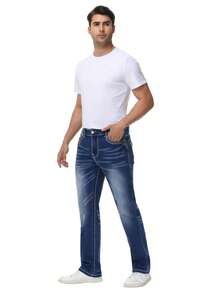 Men's Casual Gradient Jeans, Fashion New Style, Thickened Stitching Craft Jeans - 藍色 - 查看 5