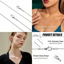 Kakonia 2 Pcs Stainless Steel 1mm Round Snake Chain Box Chain Necklace Super Thin And Strong1624 Inch