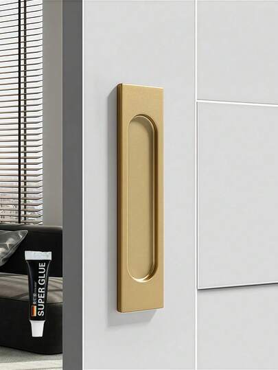 1pc Matte Black Barn Door Sliding Pull Handle - Self-Adhesive, Modern Metal Texture, Suitable For Bathroom Glass Doors, Hidden Furniture Hardware, Easy Installation, Modern Bathroom Hardware | Fashionable Door Knob | Smooth Operation, Bathroom Accessories