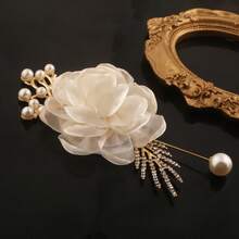 1 Stück elegante Tüll Rose Boutonniere für Bräutigam, Brautjungfer, Braut, Hochzeit, Kirche, Party, Valentinstag