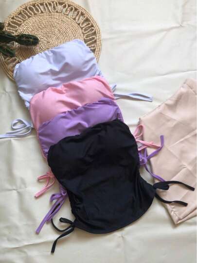 Blusa Cropped Feminino Tomara Que Caia Ajuste Lateral Deixando Mais Alongada Ou Mais Curta Tecido Suplex Premium Com Bojo