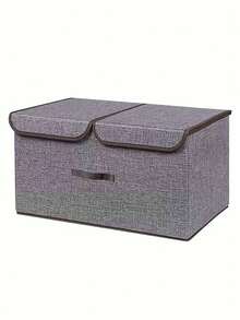 1/3 صندوق تخزين قابل للطي محمول، مناسب لتخزين الملابس والأغراض المنزلية والوجبات الخفيفة، تصميم قسم ثنائي الاستخدام، صندوق تخزين متعدد الوظائف ذو سعة كبيرة