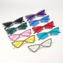 Fashion Triangle Rhinestone Sunglasses Fashion Sunglasses For Women Irregular Hip-Hop Sunshade Glasses - Màu vàng - Xem 10