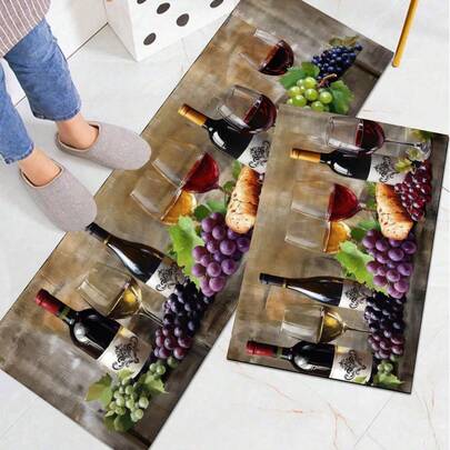 1/2 piezas Felpudo de estilo rústico para vino tinto, con alta absorción de agua y fácil limpieza, adecuado para decoración del hogar, porche, interior, habitación, cocina, comedor, pequeña oficina/oficina en casa, fregadero, lavandería. Felpudo, alfombrilla de cocina, alfombrilla antideslizante.