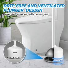 FORASTO Toilet Plunger With Holder,Plungers For Bathroom With Holder, Toilet Plunger Heavy Duty,Bathroom Plunger,Bathroom Decor,Bathroom Accessories,Toilet Bowl Cleaners,White - ColorC - View 2