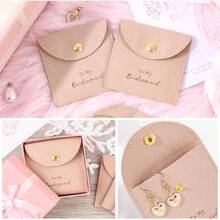 ALQD Jewelry Bags Bridesmaid Gifts Set Of 8 Velvet Small Jewelry Pouch With Button Bracelet Earring Necklace Packaging Bridesmaid Proposal Bags Bridal Party Favors Gifts (Dark Coral Pink) - 淺灰藍色 - 查看 4