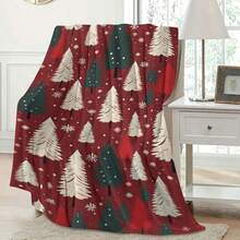 GEL HUT MUN 1 pièce Couverture en flanelle douce, cadeau de grand-mère - cadeau d'anniversaire idéal pour la jeune génération, design floral tropical, couverture confortable pour le canapé et le lit, toutes saisons, couverture d'automne, couverture en polaire, couverture et jeté, couverture moelleuse, literie, jeté de canapé, couverture de Noël vintage douce et confortable - motif d'arbre rouge et de flocon de neige en flanelle douce, convient pour la sieste, le camping, les voyages et la décoration d'intérieur