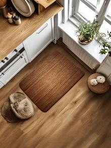 1pc Faux Wood Grain Design Kitchen Mat, Brown Wooden Texture Background, Absorbent Non-Slip Kitchen Carpet, Water & Oil Absorbent, Quick Dry Kitchen Floor Mat, Indoor Entrance Doormat, Odorless Soft Thick Kitchen Floor Pad, Small Kitchen Rug, Non-Slip Kitchen Decor Carpet, Easy To Clean Entryway Welcome Mat, Suitable For Living Room, Dining Room, Kitchen, In Front Of Sink - Multicolor - View 9
