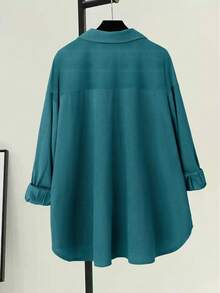 Koszula damska w paski, z długim rękawem i guzikami, jesienna - Niebieski - Zobacz 3