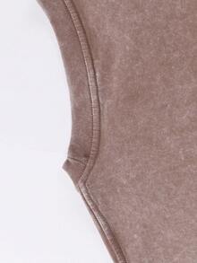 Men's Fashion High Quality Thickened High Quality Washed Retro Street Style Round Neck T-Shirt Top Short Sleeve Men's  Off Shoulder Sleeve High Quality 230g Thickened Heavy Weight 100% Pure Cotton Short Sleeve Oversize Made Of Old Pure Cotton Washed Craft Street Feng Shui Washed T-Shirt - 咖啡棕 - 查看 4