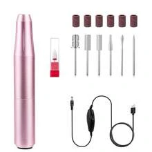 LKE Electric Nail Art Manicure Pedicure Drill Pen Style Nail Polisher Machine Tool Kit With Low Noise Cutters & Nail Files - 粉色 - 查看 1