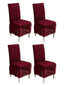 1pc/4pcs Set Tulle Chair Cover, Soft, Elegant, Dust-Proof, High Elasticity Chair Slipcover, Suitable For Dining Room, Living Room, Hotel, Reusable, Multiple Colors Available - Burgundy - View 7