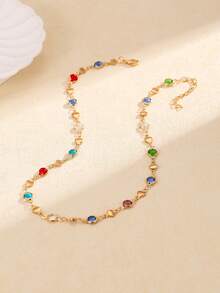 2 piezas Collar largo en forma de Y con cadena de metal ovalada y ajustable de color aleatorio, adecuado para viajes, citas, fiestas