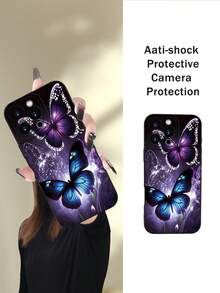 1 pieza Funda de teléfono suave y versátil con estampado de mariposa colorida, adecuada como regalo para novia, mejor amiga, esposa, amante, tía, jefa, hermana, pareja, compañeros de clase, maestro, cumpleaños, vacaciones, acabado mate negro con protección completa contra el polvo y el agua compatible con iPhone 17/13/16/15/14/13/12/11/Pro/ProMax/X/XR/XS/XSMAX/7/8/PLUS y modelos