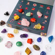 24-Day Countdown Advent Calendar With 24 Loose Natural Crystal Gemstones, Rock Crystal Assortment, DIY Collectible Minerals, Educational Science Kit, Christmas Gift Set
