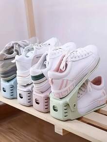 Pacote de organizador de espaço para sapatos de plástico, ajuda a economizar espaço, prateleira ajustável de altura para sapatos de segunda geração, prateleira para armazenamento de sapatos, suporte para sapatos de camada dupla, prateleira para armazenamento de sapatos, prateleira para chinelos