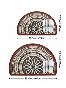 1 pièce Tapis de porte moderne lavable de style européen vintage, motif bohème asymétrique. Convient pour la chambre, l'entrée et le salon. Doux, durable, antidérapant, lavable en machine. Tapis de cuisine, convient pour le vestibule, la chambre et le bureau. Décoration de festival, automne/hiver, décoration de Thanksgiving