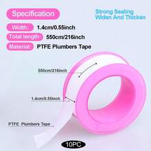 1/5/10卷装聚四氟乙烯（PTFE）管道密封胶带，防水胶带，螺纹密封胶带，淋浴喷头密封胶带，白色 - 彩色 - 查看 17