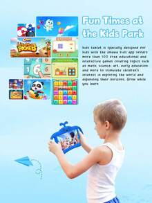 Relndoo Máy tính bảng Android 7 inch dành cho trẻ em, bộ xử lý lõi tứ/RAM 3GB/Bộ nhớ trong 32GB/WiFi/Màn hình IPS 1024x600/GMS/Kiểm soát của phụ huynh/Pin 3000mAh/Camera kép, kèm vỏ bảo vệ chống sốc, dùng cho giáo dục và chơi game (Không bao gồm bộ sạc) - Màu xanh dương - Màu xanh lam - Xem 8