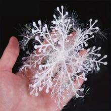 20pcs Artificial Snow Flakes, Christmas Tree Hanging Decorations, Ramadan Decorations, 3D Snowflake Party Background Decor, Hanging Snowflake Tassels, Suitable For Christmas Theme Party/Eid And Ramadan Gifts/Holiday And New Year Celebrations, Home Party Decor, No Power Required - White - View 9