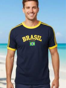 Brazil Shirt Embroidered Without State - World Cup Fan - Without State - Navy Blue - View 5