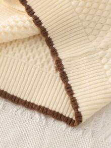 2pcs Girls Rabbit Knitted Cardigan & Skirt Set, Cute Winter Outfit For Young Girl - Beige - View 6