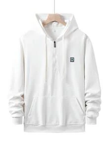 1 Set Boyfriend-Stil Herren Weiß Jacquard atmungsaktiv Fitness Gym Laufen Radfahren Lässig Sport Pullover Kapuzenpullover und Jogginghose Anzug, Herbstkleidung