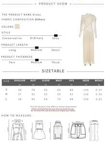 Đầm dài tay cổ tròn, eo nhún, dáng ôm thanh lịch màu trơn dành cho nữ, thích hợp cho mùa xuân. - Màu be - Xem 7