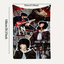 1pc Jisung Themed Flannel Blanket - Soft Warm All-Season K-Pop Inspired Bedding With Lyrics & Music Notes, Cozy Gift For Fans, Machine Washable Contemporary Style Home Decor-280gsm - Nhiều màu - Xem 11