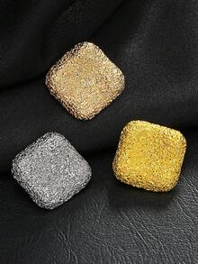Bộ 10 nút kim loại vuông 3D họa tiết bất đối xứng, thích hợp cho áo khoác lông mùa thu/đông, áo len, áo khoác len cardigan, áo khoác, nút trang trí khâu tay tự làm, phụ kiện may vá - Nhiều màu - Xem 10