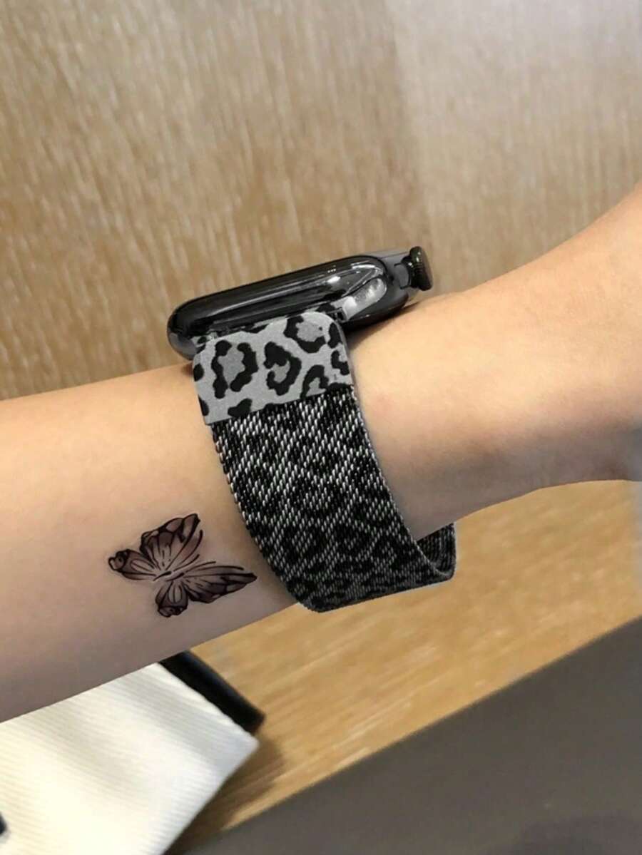 1条女士黑色豹纹运动表带，兼容 49mm 46mm 45mm 44mm 42mm 41mm 40mm 38mm，时尚哑光表带，兼容 Series 11 SE3 10 9 8 7 6 5 4 3 2 1 Ultra3/2/1，可更换透气运动表带配件，适合健身、跑步、瑜伽等运动，是送给女性/女孩的完美礼物。