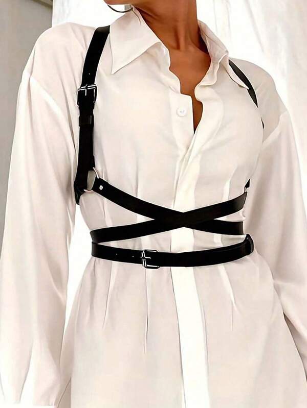 1 قطعة حزام جلد PU مثير على شكل أداة تحكم للنساء، مناسب للارتداء في حفلات هالوين أو الاستخدام اليومي