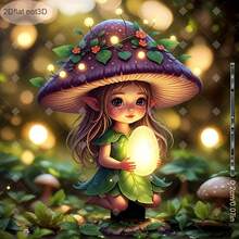 1pc 2D Flat Printed Charming Fairy Mushroom Garden - Cute Glowing Forest Mushroom Girl With Lamp Egg Design, Bohemian Style Acrylic Decor, Suitable For Birthday And Housewarming - Perfect For Garden, Yard, Potted Plants And Patio. Ideal Christmas Gift, Vibrant Lawn And Landscape Decoration, 2D Flat - Multicolor - View 2