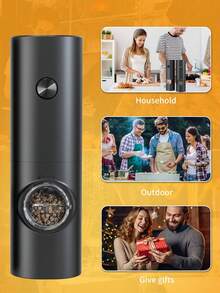 2件套电动胡椒盐研磨器，电池供电，粗细可调，黑胡椒研磨器，自动研磨，适用于烧烤、餐厅、厨房 - 可研磨黑胡椒、白胡椒、海盐、孜然