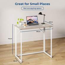 Dripex Folding Desk Foldable Small Computer Desk Writing Table For Small Place Easy Assembly, Oak - Oak - View 4