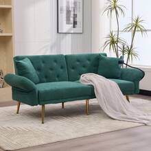 Multifunktionales Sofa-Bett für zwei Personen mit verstellbarer Rückenlehne, zwei USB-Anschlüsse, Handyhalter, Seitentasche, Metallbeinen – ein modernes Klappsofa als Sitzmöbel oder Gästebett.