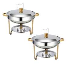 5L Capacity Stainless Steel Buffet Chafing Dish, Full Set Heating Plates, Premium Buffet Warmer, Suitable For Party, Wedding, Catering Events, Graduation - Silver - View 12