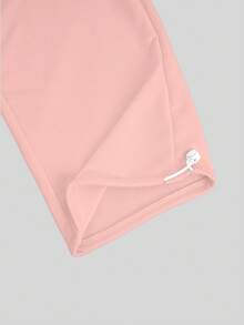 Women's Casual Solid Color Drawstring Waist Hooded Loose Tracksuit Set - Pink - View 9