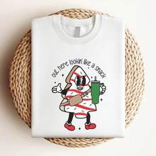 180g pure Cotton ® Out Here Lookin Like A Snack Shirt, Christmas Tree Cake Shirt, Holiday Shirt, Christmas Tree Shirt, Cake Lover Shirt Unisex T-Shirt For Women Casual Print Round Neck Short Sleeve fashion Stretched Soft designer clothes Stylish Casual Breathable - Blanco - Ver 4