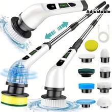 1. Cepillo de limpieza eléctrico inalámbrico y giratorio - Recargable por USB, 7-9 cabezales de cepillo reemplazables, ajuste de velocidad dual, mango telescópico desmontable, indicador de nivel de batería, adecuado para la limpieza de cocina/sala de estar/baño, alimentado por batería de litio, productos de limpieza doméstica 7 en 1 y 9 en 1 - Multicolor - Ver 13