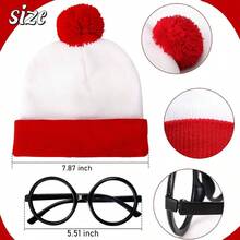 Halloween Costume Accessories Adult Red And White Striped Shirt Hat Glasses Men Cosplay Party Set 200 - 210 Characters