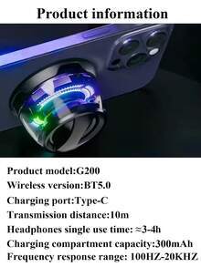 全新 G200 无线迷你磁吸音箱，RGB 彩色灯光，手机支架，超长寿命，便携式高品质音效，低音炮，适用于桌面、户外、骑行，兼容苹果磁吸手机、电脑、平板电脑和 Switch。 - 黑色 - 查看 8