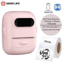 Marklife Marklife P50 Label Maker, Mini Barcode Label Printer, Wireless Portable Thermal Printer For Small Business, Sticker Printer Label Maker Machine With Tape For Custom Sticker Printing Machine For Home Use, DIY Stickers, Commercial Small Business Package Barcodes, Icons, Patterns, Logo, Compatible With Phones & PC(Pink)