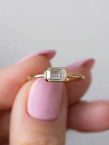 1pc S925 Sterling Silver Rectangular Zirconia Casual Elegant Ring, Versatile Jewelry Gift For Women, Suitable For Daily Wear, Parties And Festivals