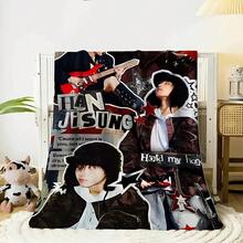 1pc Jisung Themed Flannel Blanket - Soft Warm All-Season K-Pop Inspired Bedding With Lyrics & Music Notes, Cozy Gift For Fans, Machine Washable Contemporary Style Home Decor-280gsm - Nhiều màu - Xem 12