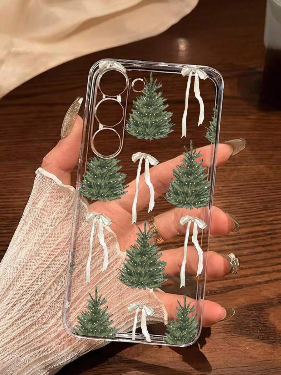 1 ốp lưng điện thoại mềm trang trí cây thông Noel và nơ, tương thích với iPhone 17/17 Air/17 Pro/17 Pro Max, Honor, Redmi, Galaxy A04e/12/A13/A14/A34/A50/A52/A53/A54/S21/S22/S23/S24/S25/S25Ultra, 6A/7A/8A, 12T/13T, phiên bản quốc tế, không phải phiên bản nội địa. - Trong sáng - Xem 1