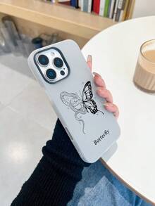 1 pieza Funda de teléfono personalizada con diseño de piel de serpiente con mariposa + Tu Nombre, compatible con iPhone 17 Pro Max/16 Pro Max/15 Pro/14 Plus/13 Pro/12 Pro Max/11/7P/XS/XR, accesorios personalizados