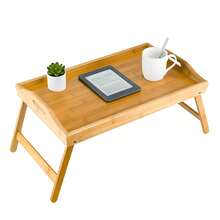 Multipurpose Bamboo Lap Tray – Foldable Bed Table With Carrying Handle & Stable Folding Legs – Perfect For Breakfast, Work, Or Snacks On Sofa Or In Bed (50 X 30 X 24 Cm) - Wood - View 5