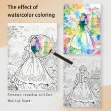 Adult Coloring Book - Princess Themes - Vivid Designs On High-Quality Thick Paper - Beginner-Friendly A4 Size, 24 Pages - Therapeutic & Fun Artwork For Mindfulness, Leisure, & Decoration - Spiral Bound, Single-Sided Printing - Perfect Gift For Christmas, Ramadan, Valentine's Day, New Year, & Holidays