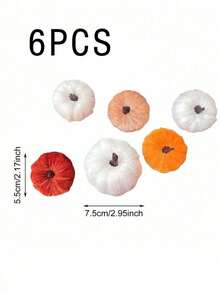 6 bucăți de dovleci artificiali din spumă de catifea falsă, dovleci de toamnă din catifea pentru decorul casei, perfecți pentru festivalul de Ziua Recunoștinței și al recoltei, dovleci din spumă în culoarea portocaliu-alb ruginiu, pot fi folosiți ca decor agățat sau banner, decor de masă de toamnă, piesă centrală de masă de nuntă de toamnă, dovleci decorativi decorativi de Ziua Recunoștinței pentru casă, cadouri elegante pentru decorarea casei tale, Halloween, Crăciun